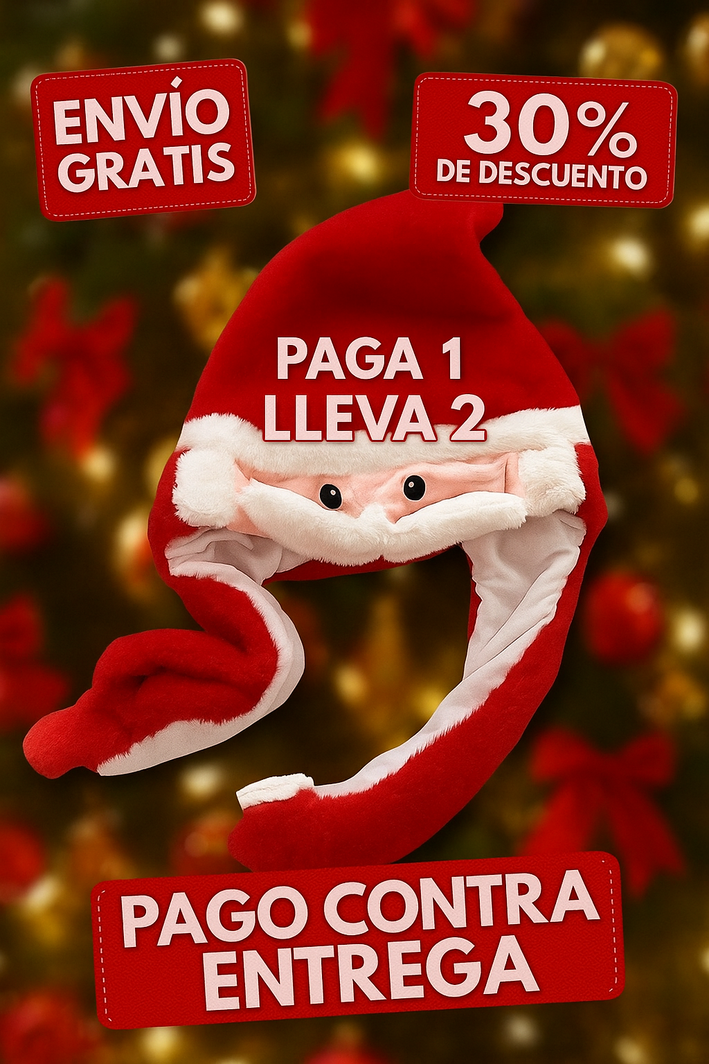 Gorro Navideño con Luces Oferta 2X1