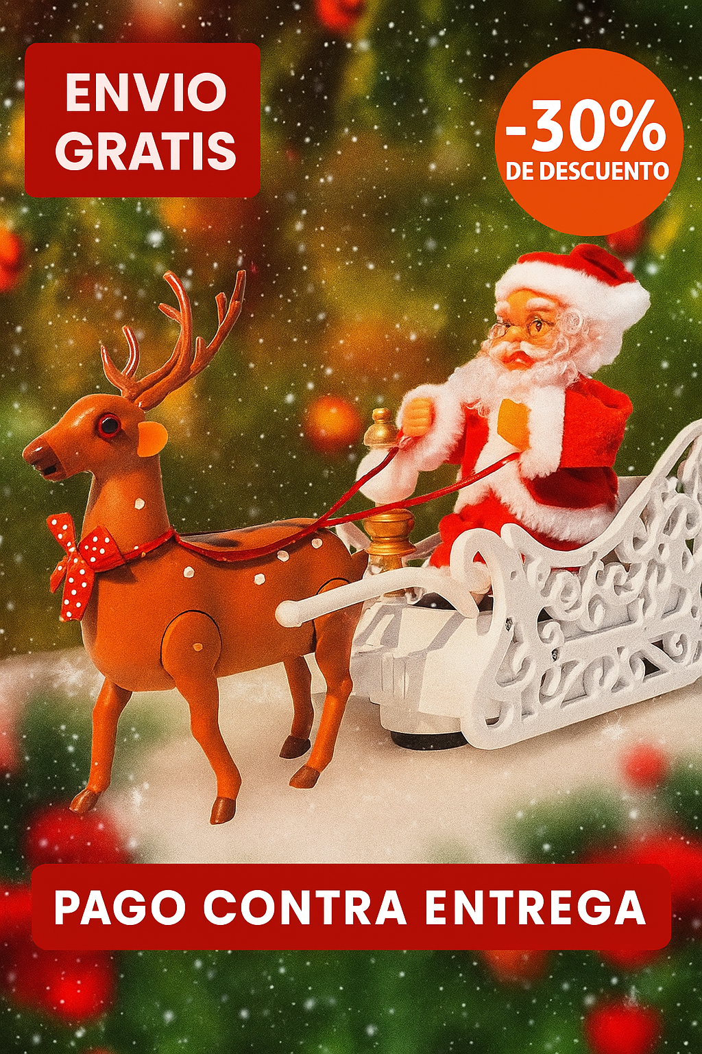 papa noel trineo + reno