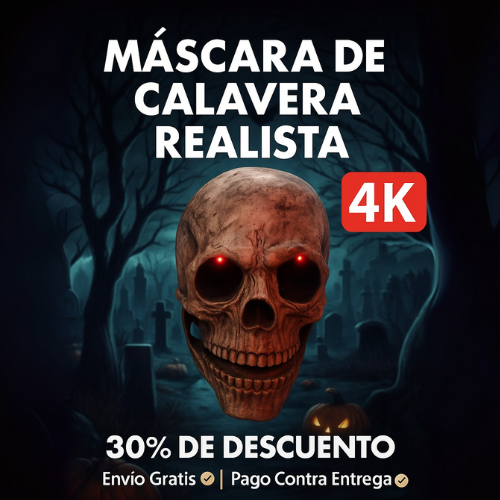 Mascara Calavera Realista con Movimiento