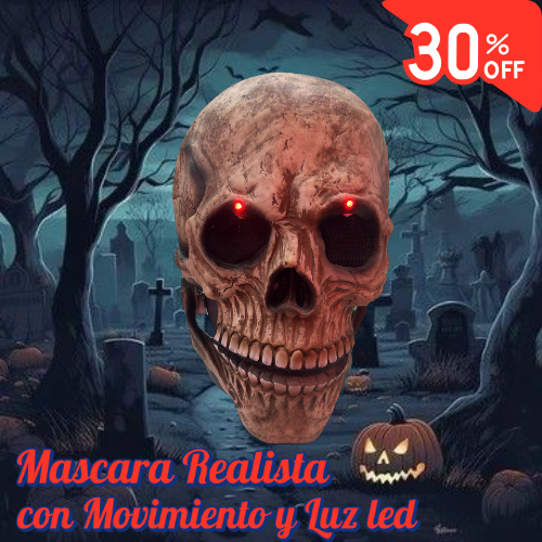 Mascara Calavera Realista con Movimiento y Luz led